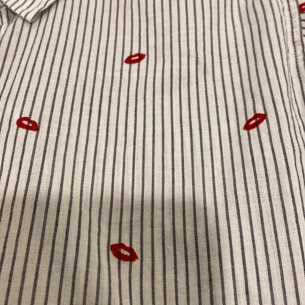 Rails Taylor Striped Lip-print Cotton-blend Shirt In Flocked Kisses NWT! - Picture 8 of 10